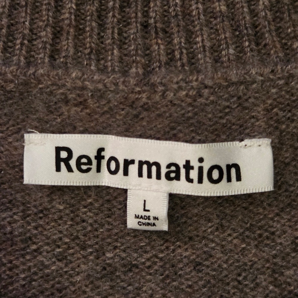 Reformation Henrietta 100% Cashmere Long Sleeve Sweater Dress in Cocoa, Sz L - Picture 6 of 12